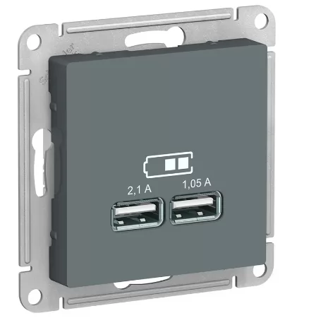 USB розетка Systeme Electric AtlasDesign Грифель 5В, 1 порт x 2,1 А, 2 порта х 1,05 А SE ATN000733