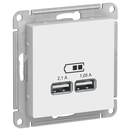 Механизм USB розетки Systeme Electric Atlasdesign лотос a+a, 5в/2,1 а, 2x5в/1,05 а ATN001333