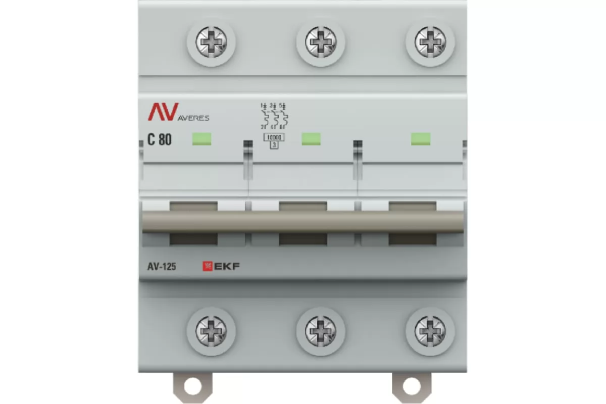 Выключатель автоматический EKF AV-125 3P 80A (C) 10kA AVERES mcb125-3-80C-av