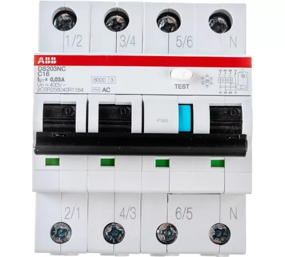 Автоматический выключатель дифференциального тока ABB DS203NC C16 AC30 2CSR256040R1164