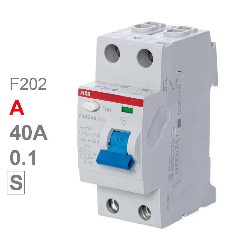 УЗО ABB F202 A S-40/0.1 40А 100mA (А) селективный